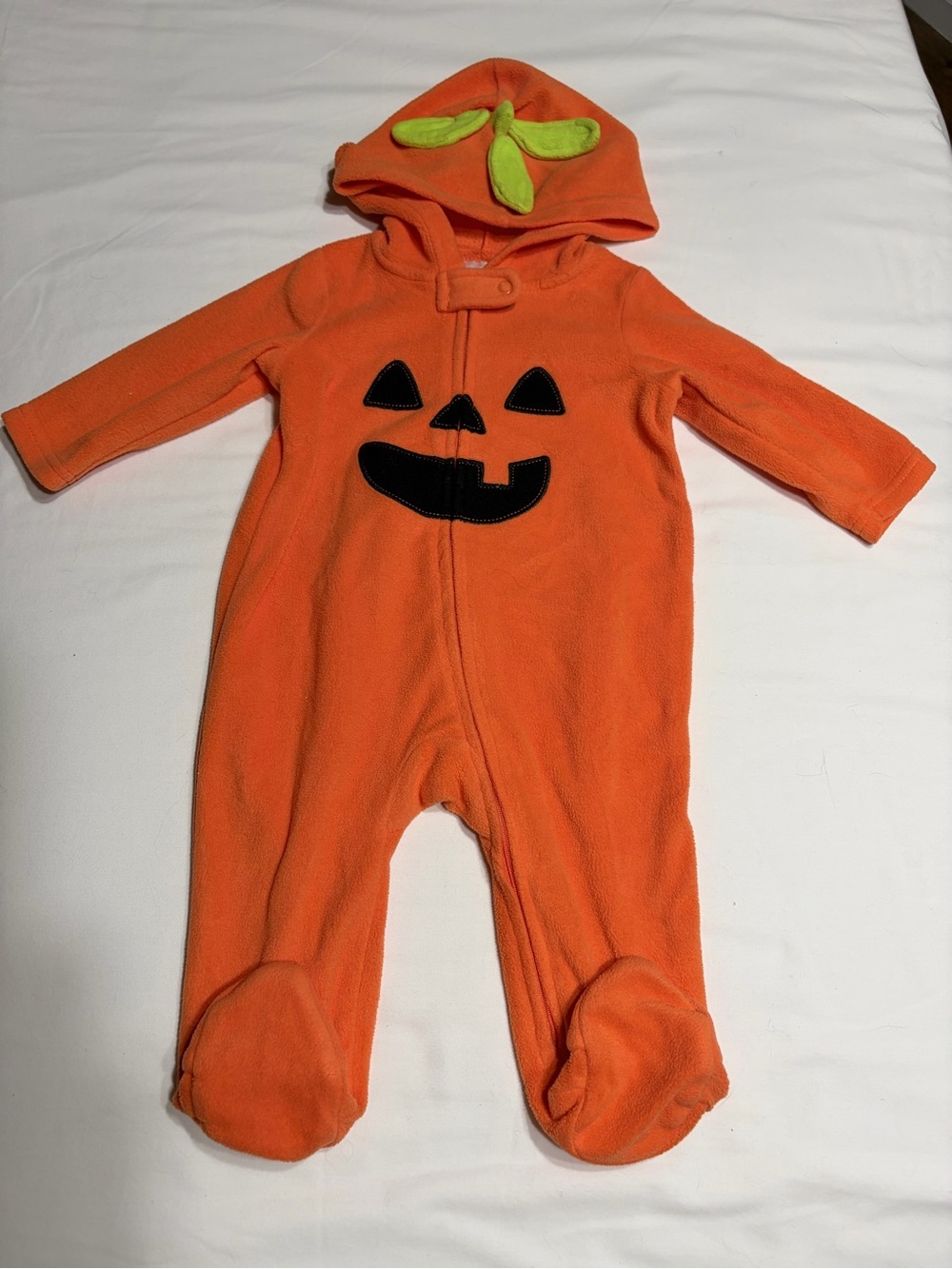 small wonders Orange Pumpkin Hooded Footed One-Piece